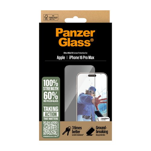 PanzerGlass ® Screen Protector iPhone 16 Pro Max | Ultra-Wide Fit Doorzichtige schermbeschermer Apple 1 stuk(s)
