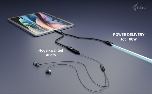 i-tec USB-C Cable Splitter Audio/Data + Power Delivery 100W