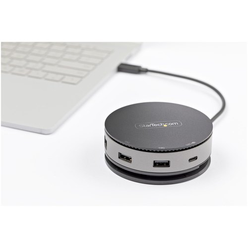 StarTech.com USB-C Multiport Adapter - USB 3.1 Gen 2 10Gbps Type-C Mini Dock met 4K 60Hz HDMI/DisplayPort of 1080p VGA - 75W PD Passthrough, 3-Port USB Hub, GbE - Travel Dock