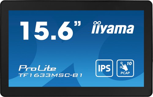 iiyama ProLite TF1633MSC-B1 computer monitor 39,6 cm (15.6") 1920 x 1080 Pixels Full HD Touchscreen Zwart