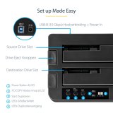 StarTech.com Standalone USB 3.1 Hard Drive Cloner, Dual Bay HDD/SSD Kloner/Copier, 10Gbps USB naar SATA III HDD/SSD Docking Station, Harde Schijf Duplicator Dock, Hard Disk Copy