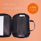 R-Go Tools Laptoptas R-Go Viva, full-grain leer, ergonomisch met geïntegreerde laptopstandaard, sociaal product, voor 15,6 inch, zwart