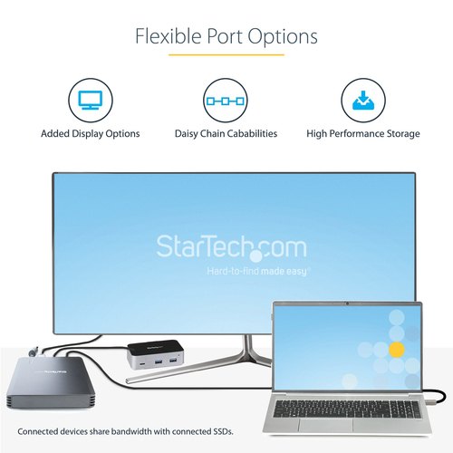 StarTech.com 4 Bay Thunderbolt 3 NVMe Behuizing voor M.2 NVMe SSD Drives, SSD M.2 Enclosure, 1x DisplayPort Video/ 2x TB3 Downstream Poorten, 40Gbps, 72W Power Supply, Externe Harde Schijf Behuizing
