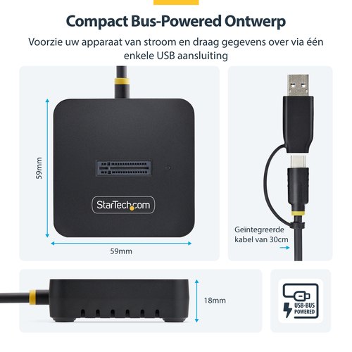 StarTech.com USB-C/USB-A naar M.2 NVMe Dock Adapter, 10Gbps, Externe M.2 NVMe SSD Lezer, B+M/M-Key, Vereist Geen Gereedschap