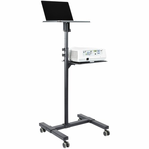 StarTech.com Beamertafel - Stevige Verrijdbare Laptop en Projectietafel (2x 10kg/schap) - Presentatiewagen/Computer Trolley/AV Projector Stand - In Hoogte Verstelbaar / Zwenkwielen met Rem