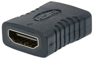 Manhattan HDMI rechte koppelstuk/connector, 4K@60Hz, geschikt voor ALLE 4K- en 1080p toepassingen, verbind HDMI-kabels tot 5 m aan elke kant, vrouwelijk/vrouwelijk, levenslange garantie, zwart, equivalent aan GCHDMIFF
