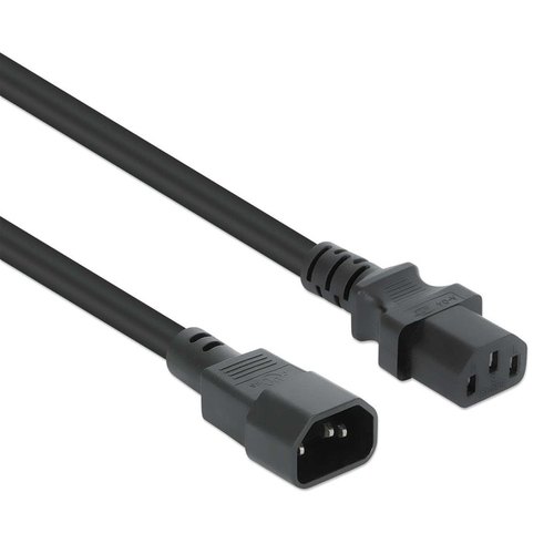 Manhattan Voedingskabel C14 male naar C13-connector, voor aansluiting monitor op pc, 5 m, 10 A, zwart, netkabel, levenslange garantie