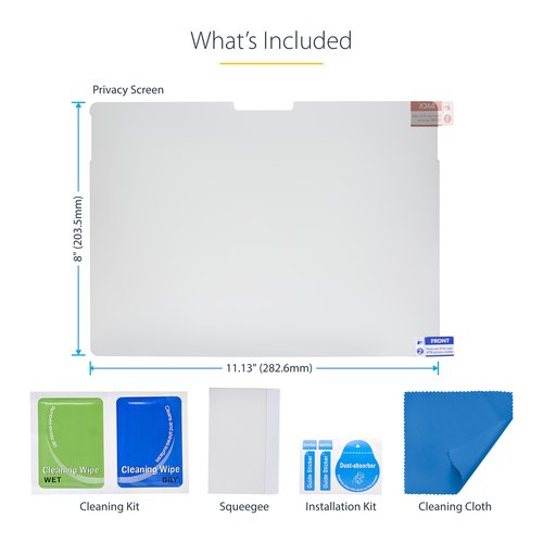 StarTech.com 4-Way 13-inch Surface Pro 8/9/X/11 Laptop Privacy Filter, Portrait/Landscape Modes, Touch-Enabled, Anti-Glans Security Filter, +/- 30 Graden Kijkhoek, 51% Blauw Licht Vermindering