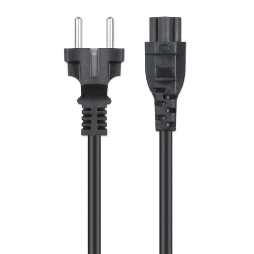 Manhattan Voedingskabel, Europese Schuko-stekker (CEE 7/4) naar C5-connector (klaver), 1 m, 2.5 A, zwart, netkabel, levenslange garantie