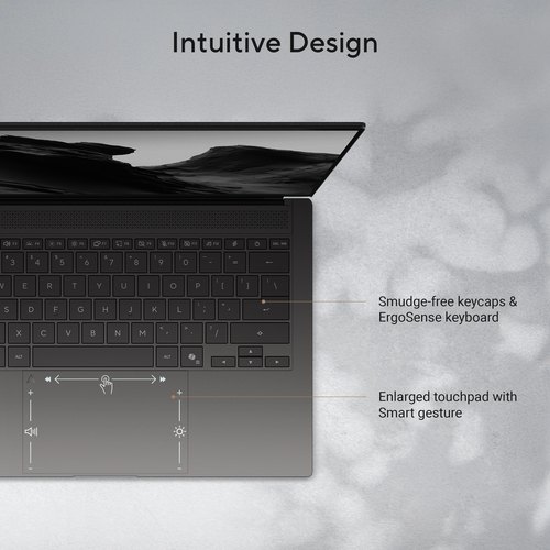 ASUS Zenbook S14 OLED UX5406AA-QJ045W Copilot+ PC Intel Core Ultra 9 386H Laptop 35,6 cm (14") WUXGA 32 GB LPDDR5x-SDRAM 1 TB SSD Wi-Fi 7 (802.11be) Windows 11 Home Grijs AZERTY Belgisch