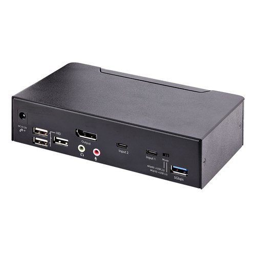 StarTech.com 2 Port USB C KVM Switch, DisplayPort KVM met 4K 60Hz UHD HDR Video, 3.5mm Audio, 4x USB HID en 2x USB A 3.2 Gen 1 5Gbps Hub, High-speed USB 3.0 Hub, Hot Key Schakeling, Thunderbolt 3/4 Compatibel