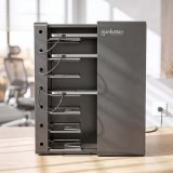 Manhattan Laadkast voor 7 apparaten, laden via interne AC-adapters (EU) (installatie van voedingskabels van apparaten vereist), geschikt voor ALLE laptops tot 16", iPad, MacBook en Chromebook, vakken 402×50×290 mm, afsluitbaar