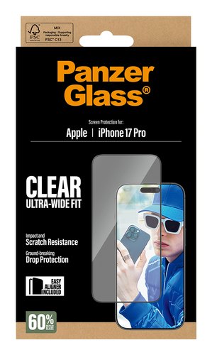 PanzerGlass ® Screen Protector iPhone 18 Pro | 17 Pro | Ultra-Wide Fit w. EasyAligner Doorzichtige schermbeschermer Apple 1 stuk(s)