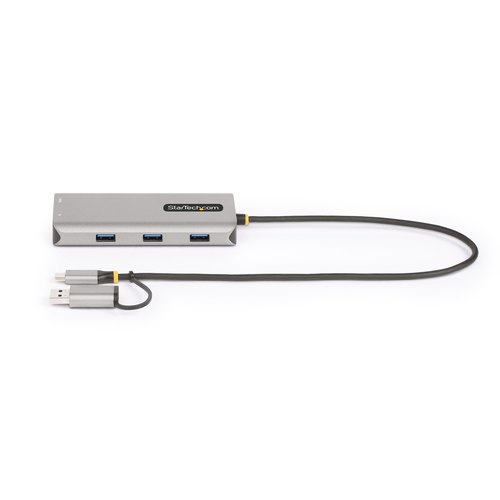 StarTech.com USB-C Multiport Adapter met Ingebouwde USB-C naar USB-A Dongle, Dual HDMI (4K30Hz/1080p60Hz), 3x USB-A 5Gbps, Mini Travel Dock, Laptop Docking Station, 40cm Kabel
