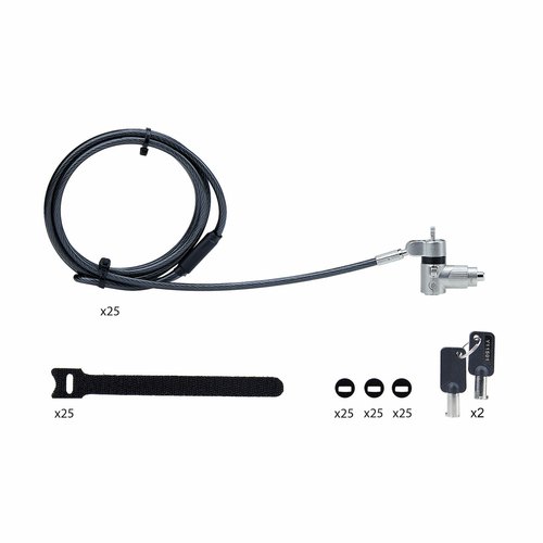StarTech.com 25-Pack Universeel Laptop Kabelslot 2m, Security Kabel met Gedeelde Sleutel, Compatibel met Noble Wedge&reg;/Nano/K-Slot, Antidiefstal Snijbestendige Kabel