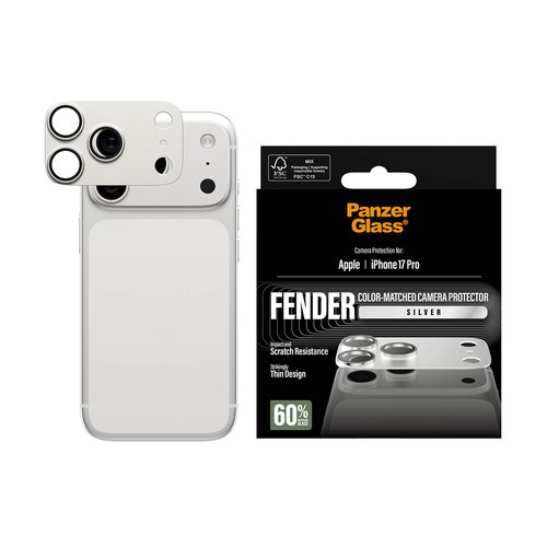 PanzerGlass ® Fender Camera Protector Silver iPhone 17 Pro Doorzichtige schermbeschermer Apple 1 stuk(s)