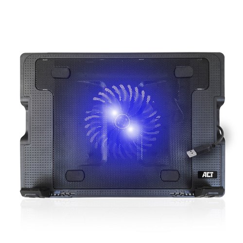 ACT Laptopstandaard, met ventilator, hoogte verstelbaar in 5 standen, 2-poorts hub