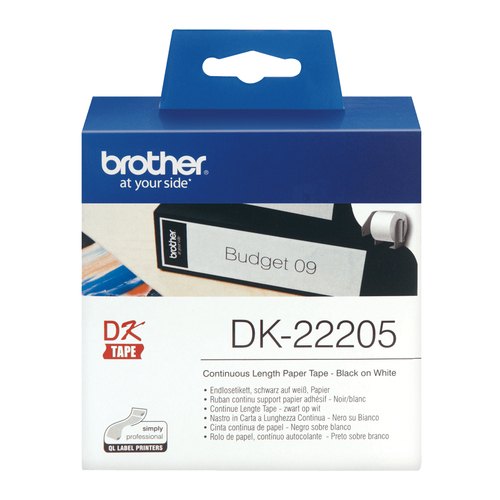 Brother DK-22205 labelprinter-tape Zwart op wit