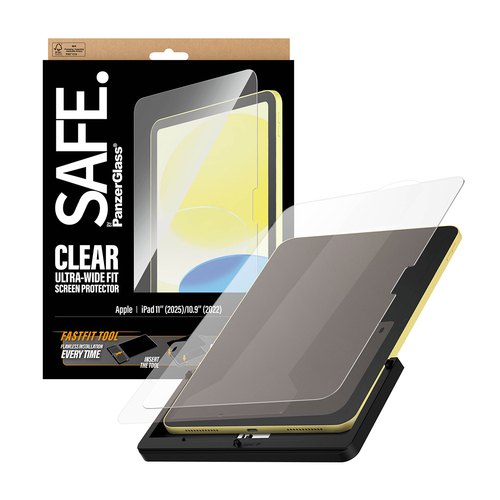 PanzerGlass SAFE. by ® Screen Protector iPad 11" (2025) | 10.9" (2022) | Ultra-Wide Fit w. FASTFIT TOOL Doorzichtige schermbeschermer Apple 1 stuk(s)