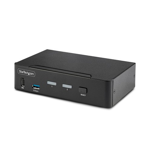 StarTech.com 2-Port DisplayPort KVM Switch, 8K 60Hz / 4K 144Hz, Single Display, DP 1.4, 2x USB 3.0 Ports, 4x USB 2.0 HID Ports, Drukknop & Hotkey Schakelaar, TAA Compliant, OS Onafhankelijk, Metalen Behuizing