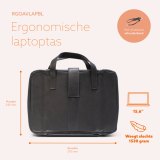 R-Go Tools Laptoptas R-Go Viva, full-grain leer, ergonomisch met geïntegreerde laptopstandaard, sociaal product, voor 15,6 inch, zwart