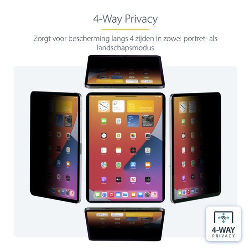 StarTech.com 4-Way 11-inch iPad Pro Privacy Filter, Portrait/Landscape Orientatie, Touch-Enabled, Anti-Glans Security Filter, +/- 30 Graden Kijkhoek, 51% Blauw Licht Vermindering
