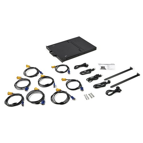 StarTech.com 8 port KVM Rack Console met 1,8m Lange Kabels, Geïntegreerde KVM Switch met 17" LCD Scherm, Universele 1U LCD KVM Console, OSD KVM, Duurzaam 50000 MTBF, USB + VGA Support, QWERTY Keyboard