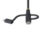 StarTech.com 1m Robuuste USB Multi Oplaadkabel, USB naar Lightning/Micro-USB/Type-C, Apple MFi Gecertificeerd, Aramide Mantel, Universele 3-in-1 USB Laadkabel voor iPhone/iPad/Android