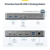 StarTech.com Dual-Monitor USB-C Docking Station, HDMI, 4K 60Hz, 100W Laptop Charging, 1GbE, Driverless, Multi-Monitor Dock voor Windows