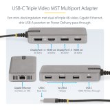 StarTech.com USB-C Triple Monitor Multiport Adapter, Dual 4K 60Hz + 4K 30Hz HDMI & DisplayPort, 3-Port USB Hub, 10Gbps, 100W PD Pass-Through, GbE, Travel Dock, Windows & ChromeOS