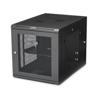 StarTech.com 4 Post 12U Wandmonteerbare Netwerkkast met 1U Schap, 19" Scharnierende Patchkast voor Data/AV/Electronica/Computer Apparatuur, Veelzijdig Geventileerd Server Rack, Vergrendelbaar