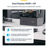 StarTech.com 2-Port Dual-Monitor DisplayPort en HDMI KVM Switch, 4K 60Hz, 1x HDMI & 1x DP Monitor, 2-Port USB Hub, 5Gbps, 2x USB HID Ports, TAA Compliant