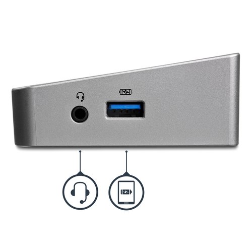 StarTech.com Triple Monitor USB 3.0 Docking Station met 2x 4K DisplayPort & HDMI - 5 Port USB-A Hub (1x Fast-Charge), 3.5mm Audio, GbE - USB Type A Universeel Laptop Dock voor MacOS / Windows