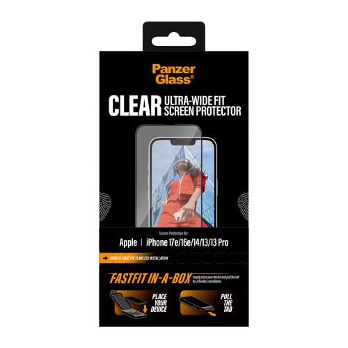 PanzerGlass ® Screen Protector iPhone 17e | 16e | 14 | 13 | 13 Pro | Ultra-Wide Fit w. Fastfit in-a-box Doorzichtige schermbeschermer Apple 1 stuk(s)