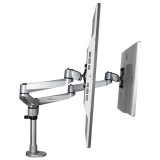 StarTech.com Dual Monitor Arm, Premium Scharnierende Bureau Monitor Beugel voor VESA Schermen tot 30" (10kg), Monitorsteun met Verstelbare Hoogte, Draaien/Kantelen/Zwenken, Klem/Doorvoertule, Zilver
