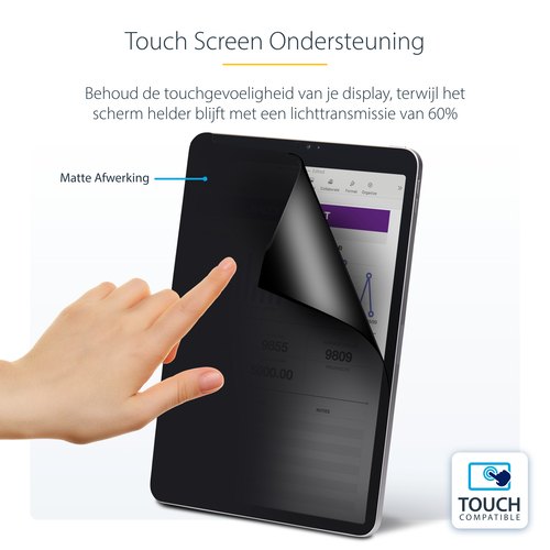 StarTech.com 4-Way 11-inch iPad Pro Privacy Filter, Portrait/Landscape Orientatie, Touch-Enabled, Anti-Glans Security Filter, +/- 30 Graden Kijkhoek, 51% Blauw Licht Vermindering