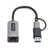 StarTech.com USB-C naar Ethernet Adapter met USB-A Dongle, 10/100/1000Mbps, USB 3.0 naar Gigabit Ethernet Netwerk Adapter, 15cm Ingebouwde Kabel, USB GbE Adapter