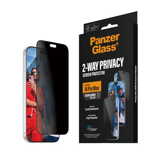 PanzerGlass ® 2-Way Privacy Screen Protector iPhone 18 Pro Max | Ultra-Wide Fit w. EasyAligner Doorzichtige schermbeschermer 1 stuk(s)