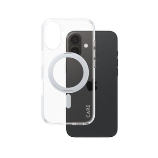 PanzerGlass CARE™ by ® Case Transparent w. Silver Kickstand & MagSafe iPhone 16 mobiele telefoon behuizingen Hoes Transparant
