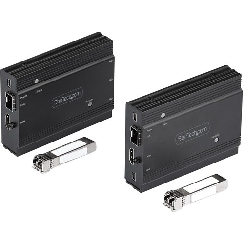 StarTech.com 4K HDMI KVM Extender over Glasvezel/FIber, HDMI Video & USB Remote KVM Switch/Console Extender tot 300m (MultiMode), 2x 10G MMF SFP+ modules, KVM Extension Kit (TX/RX)