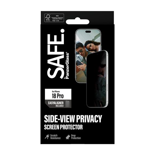 PanzerGlass SAFE. by ® Privacy Screen Protector iPhone 18 Pro | Ultra-Wide Fit m. EasyAligner Doorzichtige schermbeschermer 1 stuk(s)