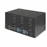 StarTech.com 2 Port Triple Monitor KVM HDMI Switch, 4K 60Hz Ultra HD HDR, Desktop Hub 4K HDMI 2.0 KVM Schakelaar met 2x USB 3.0 (5Gbps) & 4x USB 2.0 HID, Audio, Hotkey Switching, TAA