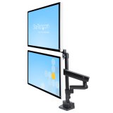 StarTech.com Dubbele Monitor Arm voor Bureaumontage, Full Motion Monitorbeugel voor 2x VESA-displays tot 32" (8kg), Verticale Stapelbare Armen, Hoogte verstelbaar/Articulerend - Bureauklem/Doorvoertule