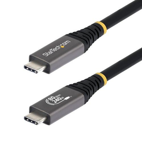 StarTech.com 1m USB4 Kabel, 80Gbps, USB-IF Gecertificeerde USB-C Kabel, 240W PD, 8K 120Hz/4K 240Hz, DP2.1, DP80, Thunderbolt 4 Compatibel, USB Type-C Kabel