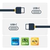 StarTech.com 2m USB-C Laadkabel, USB-C Kabel, USB 2.0 Type-C Laptop Oplaadkabel, 60W 3A Power Delivery, TPE Mantel, USB C Data Transfer Kabel, M/M