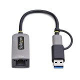 StarTech.com 2.5GbE USB-C naar Ethernet Adapter met USB-A Converter, NBASE-T NIC, USB 3.0 Type-C 2.5/1G Multi Speed Netwerk, Thunderbolt Compatibel, Windows & Mac