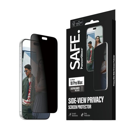 PanzerGlass SAFE. by ® Privacy Screen Protector iPhone 18 Pro Max | Ultra-Wide Fit m. EasyAligner Doorzichtige schermbeschermer 1 stuk(s)