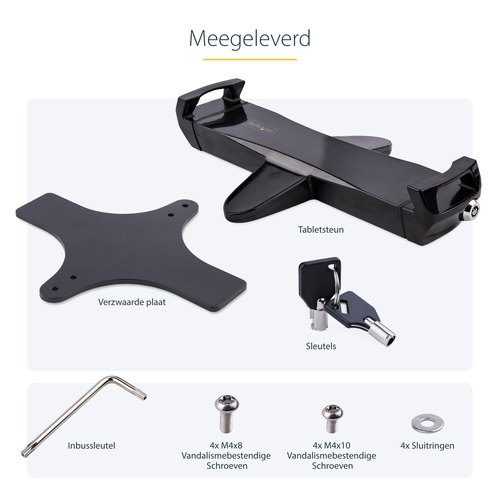 StarTech.com VESA Mount Adapter voor 7,9" tot 12,5" Tablet, Draagvermogen 2kg, 75x75/100x100 VESA Patterns, Universele Anti-Diefstal VESA Tablet Mount Klem, Secure Tablet Mount, Zwart