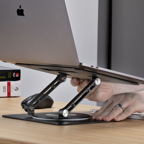 StarTech.com Draaibare Laptopstandaard, 360 Roterende Laptophouder voor Computer, Verhoogd plateau met Verstelbare Kanteling, Max 5kg, Aluminium