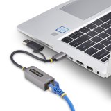 StarTech.com USB-C naar Ethernet Adapter met USB-A Dongle, 10/100/1000Mbps, USB 3.0 naar Gigabit Ethernet Netwerk Adapter, 15cm Ingebouwde Kabel, USB GbE Adapter